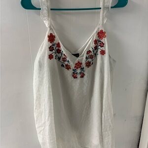 Torrid White Camisole with Floral Embroidery